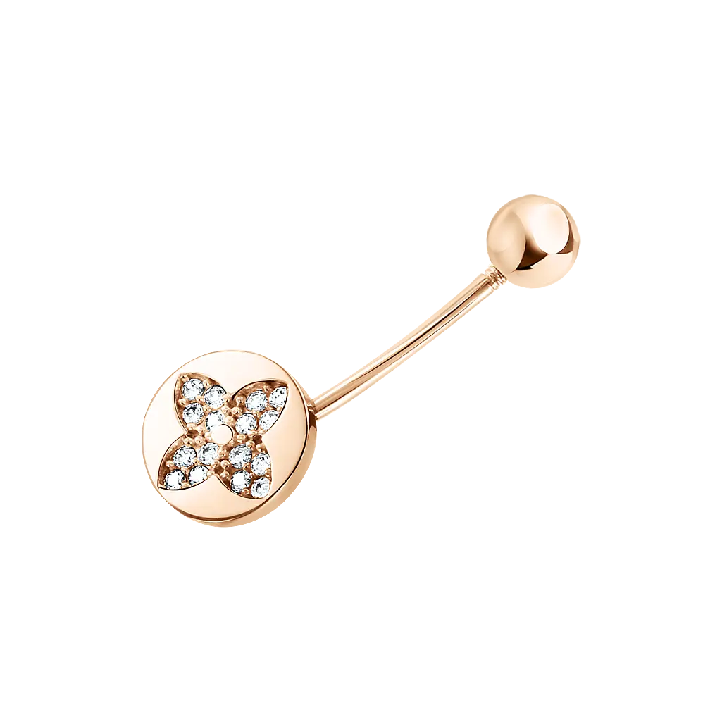 Artikelbild 1 des Artikels “Piercing „Stab mit Vierblatt“ aus 585 Rotgold mit Zirkonia “