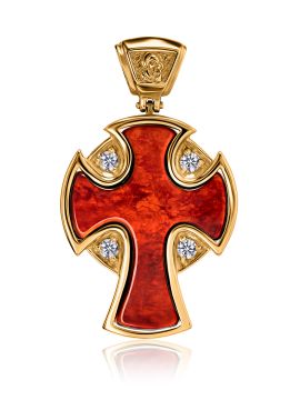 Gold-plated silver pendant with amber 