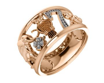 Gold-plated silver and rhodium ring 