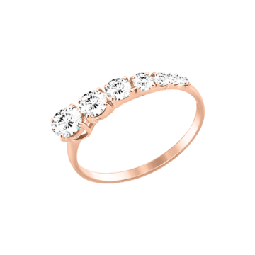 Lady´s ring in red gold of 585 assay value with zirconia 