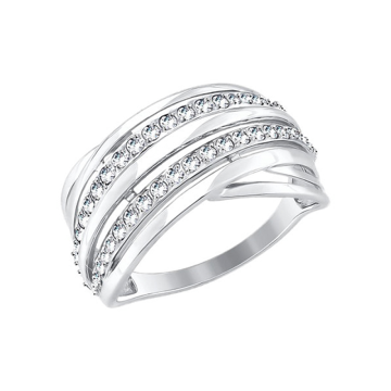 Lady´s ring in white gold of 585 assay value (14K) with zirconia 