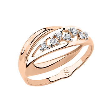 Lady´s ring in red gold of 585 assay value with zirconia 