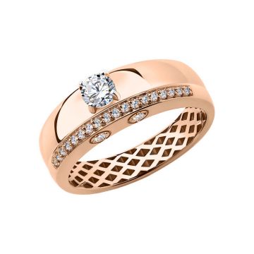 Lady´s ring in red gold of 585 assay value with zirconia 