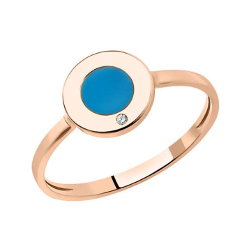Lady´s ring in red gold of 585 assay value with zirconia 