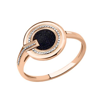 Rotgold 585° Damenring mit schwarzem Emaille 