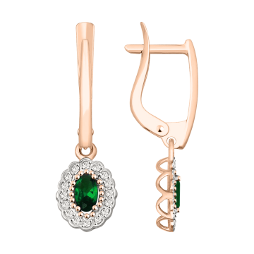 Earrings in red gold with cubic zirconia 