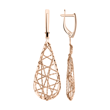 Earrings in red gold of 585 assay value 