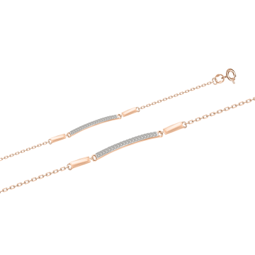 Bracelet in red gold of 585 assay value with zirconia 