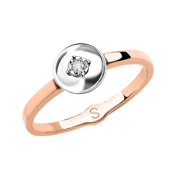Lady´s ring in red gold of 585 assay value with diamonds 