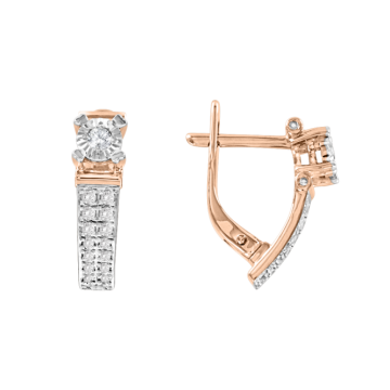 Earrings in red gold of 585 assay value with diamonds 