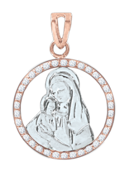 Anhänger Ikone aus Rot/ Weißgold 585° mit Zirkonia 