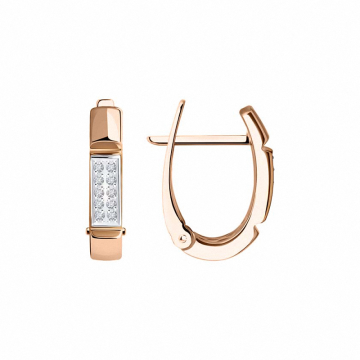 Earrings in red gold of 585 assay value with diamonds 