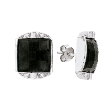 Silver earrings with cat´s eye and zirconia 