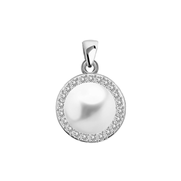 Silver pendant with cubic zirconia and pearl 