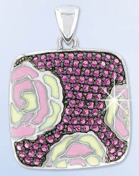 Серебряная подвеска 925 пробы. Вставка: Фианиты, Эмаль 