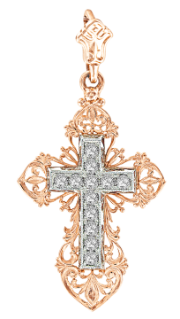 Kreuzanhänger aus Rotgold 585° mit Zirkonia 
