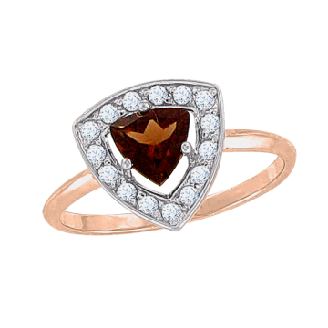 Damenring aus Rotgold 585° mit Granat, Zirkonia 