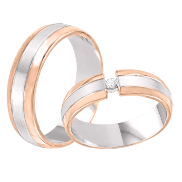 Wedding ring in red and white gold of 585 assay value 