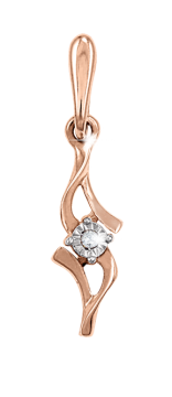 Pendant in red gold of 585 assay value with diamond 