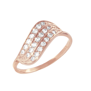 Lady´s ring in red gold of 585 assay value with zirconia 