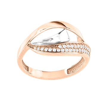 Lady´s ring in red gold of 585 assay value with zirconia 