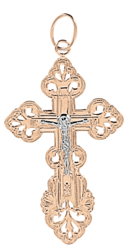 Cross from red and white gold of 585 assay value 