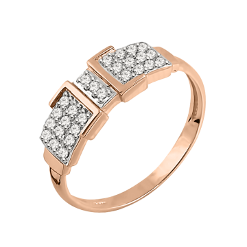 Damenring aus Rotgold 585° mit Brillanten 