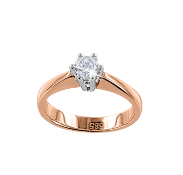 Lady´s ring in red gold of 585 assay value with diamonds 