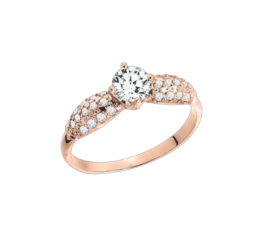 Lady´s ring in red gold of 585 assay value with zirconia 