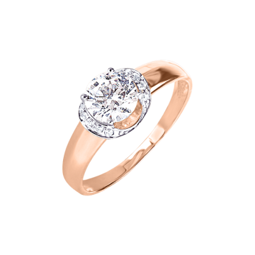 Lady´s ring in red gold of 585 assay value with Swarovski crystals 