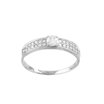 Lady´s ring in white gold of 585 assay value (14K) with zirconia 