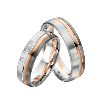 Trauring aus Rotgold 585°, Palladium, Silber 