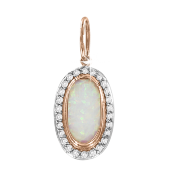 Pendant in red gold of 585 assay value with  opal, zirconia 