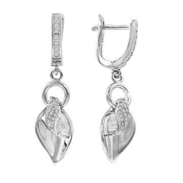 Серебряные серьги 925 пробы, вставка фианиты 
