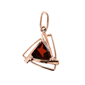 Pendant in red gold of 585 assay value with garnet 