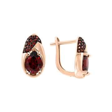 Ohrringe aus Rotgold 585° mit Granat, Zirkonia 