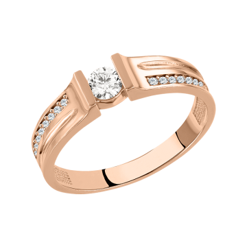 Damenring aus Rotgold 585° mit Zirkonia 
