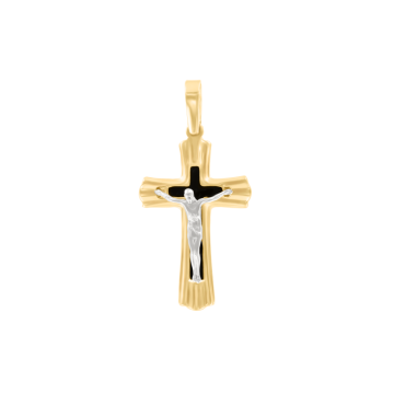 Cross made from yellow and white gold of 585 assay value 