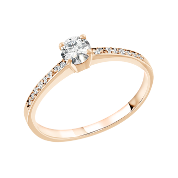 Lady´s ring in red gold of 585 assay value with diamonds 