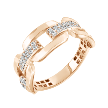 Lady´s ring in red gold of 585 assay value with zirconia 