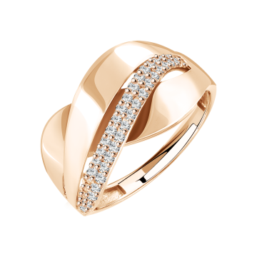 Lady´s ring in red gold of 585 assay value with zirconia 