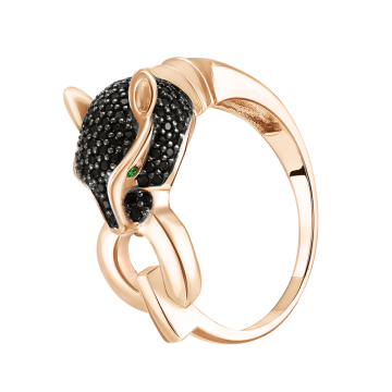 Lady´s ring in red gold of 585 assay value with zirconia 