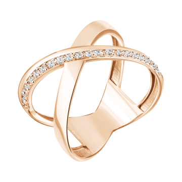 Lady´s ring in red gold of 585 assay value with zirconia 