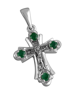 Orthodox body cross pendant "Crucifixion of Christ" made of 925 sterling silver. 