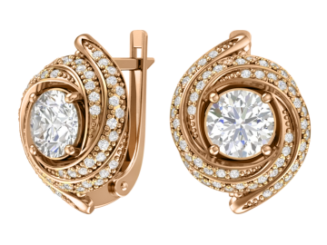Серьги из красного золота 585 пробы с фианитами 