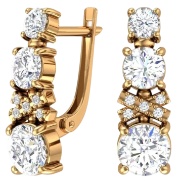 Серьги из красного золота 585 пробы с фианитами 