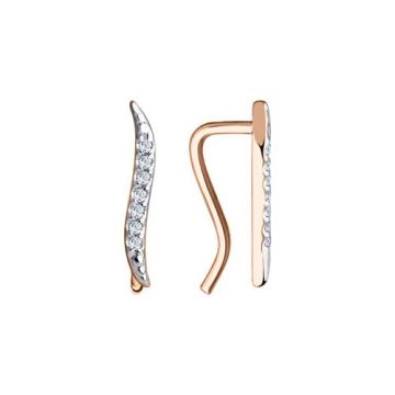Серьги из красного золота 585 пробы с фианитами 