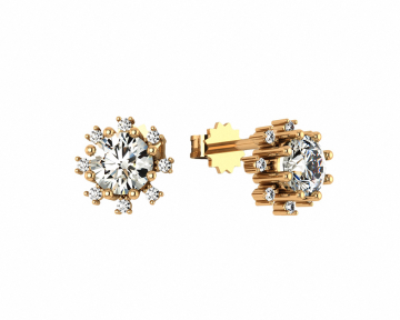 Earrings in red gold with cubic zirconia 