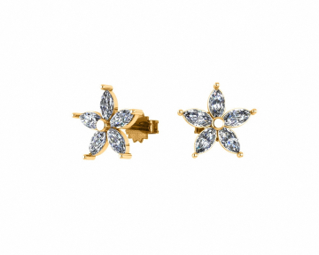 Earrings in red gold with cubic zirconia 