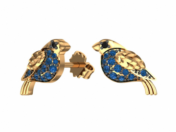 Earrings in red gold with cubic zirconia 
